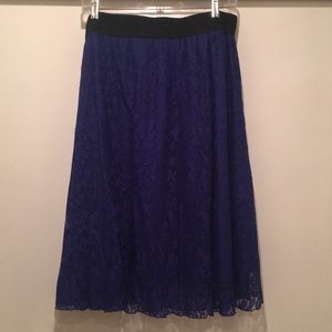 NWT Lularoe Lola - Royal Navy Blue Lace Skirt